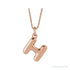 Sapphire Row Bubble Letter Necklace - H, 14K Rose Gold