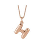 Sapphire Row Bubble Letter Necklace - H, 14K Rose Gold