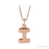 Sapphire Row Bubble Letter Necklace - I, 14K Rose Gold