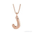Sapphire Row Bubble Letter Necklace - J, 14K Rose Gold