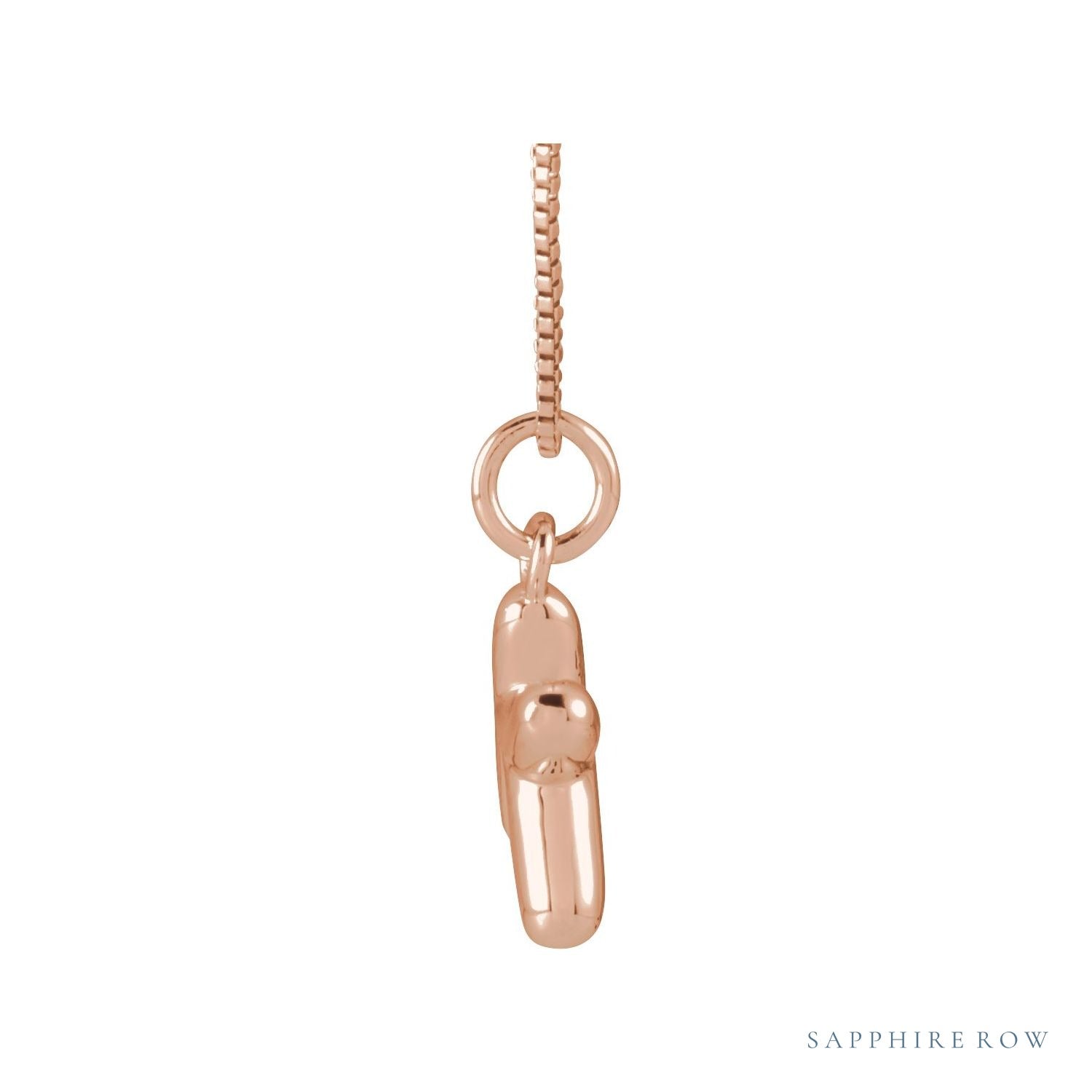 Sapphire Row Bubble Letter Necklace - K, 14K Rose Gold (view 3)