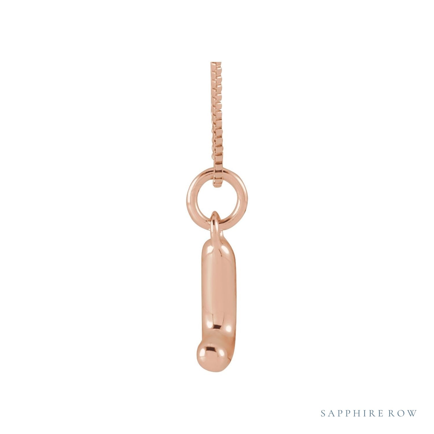 Sapphire Row Bubble Letter Necklace - L, 14K Rose Gold (view 3)