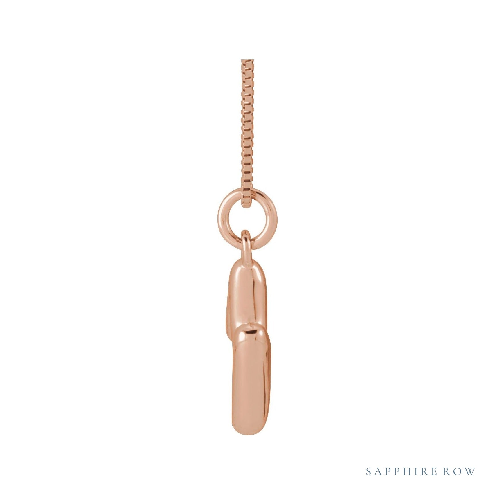 Sapphire Row Bubble Letter Necklace - M, 14K Rose Gold (view 3)