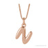Sapphire Row Bubble Letter Necklace - N, 14K Rose Gold