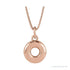 Sapphire Row Bubble Letter Necklace - O, 14K Rose Gold