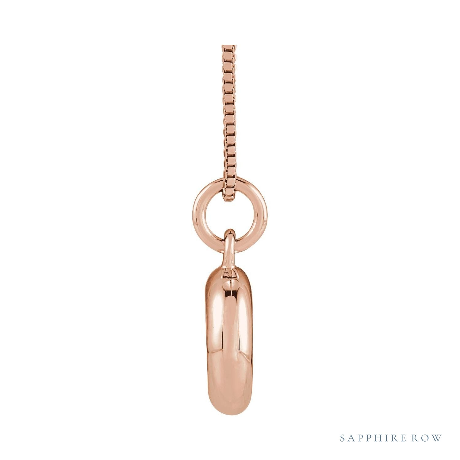 Sapphire Row Bubble Letter Necklace - O, 14K Rose Gold (view 3)