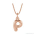 Sapphire Row Bubble Letter Necklace - P, 14K Rose Gold