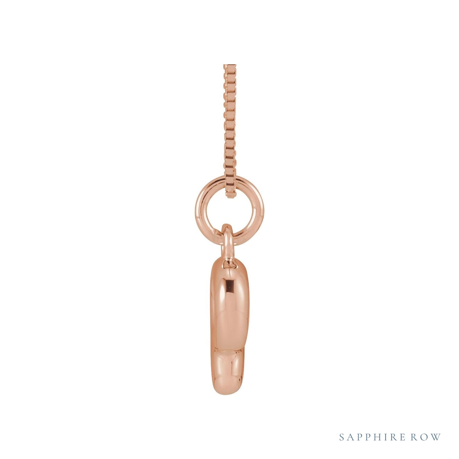 Sapphire Row Bubble Letter Necklace - P, 14K Rose Gold (view 3)
