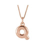 Sapphire Row Bubble Letter Necklace - Q, 14K Rose Gold