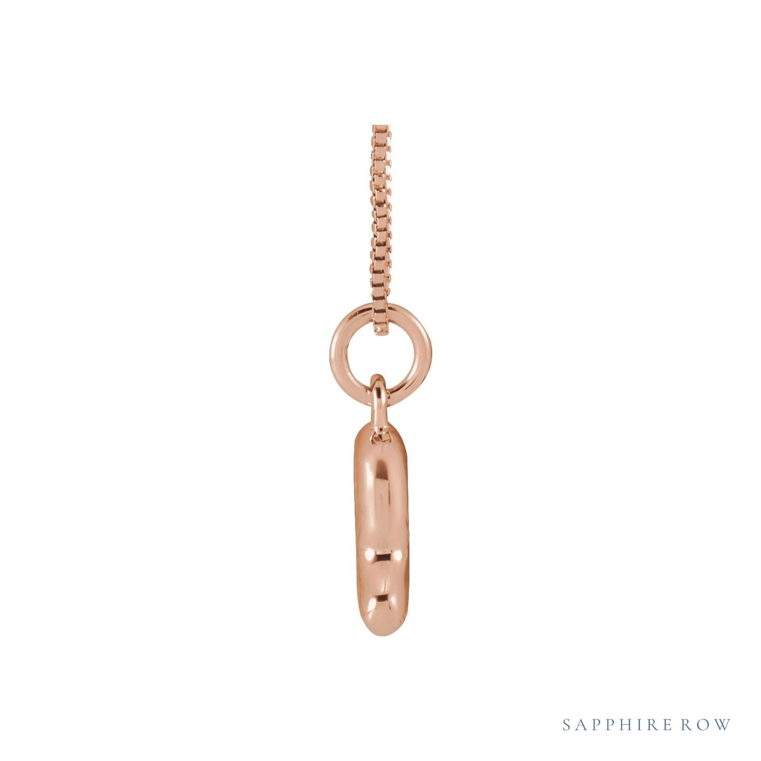 Sapphire Row Bubble Letter Necklace - R, 14K Rose Gold (view 3)