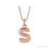 Sapphire Row Bubble Letter Necklace - S, 14K Rose Gold