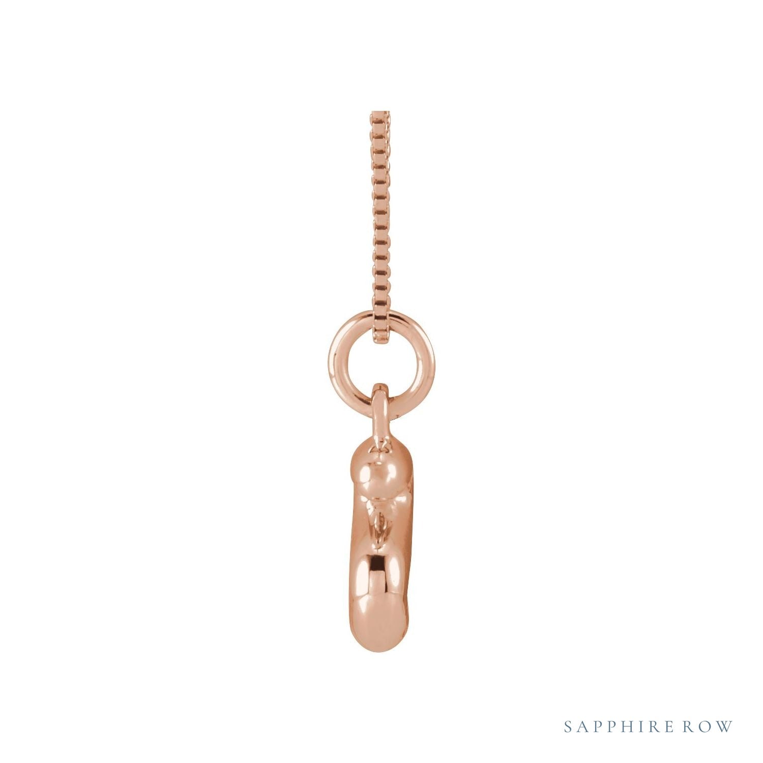 Sapphire Row Bubble Letter Necklace - S, 14K Rose Gold (view 3)