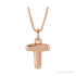 Sapphire Row Bubble Letter Necklace - T, 14K Rose Gold