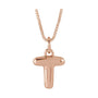 Sapphire Row Bubble Letter Necklace - T, 14K Rose Gold