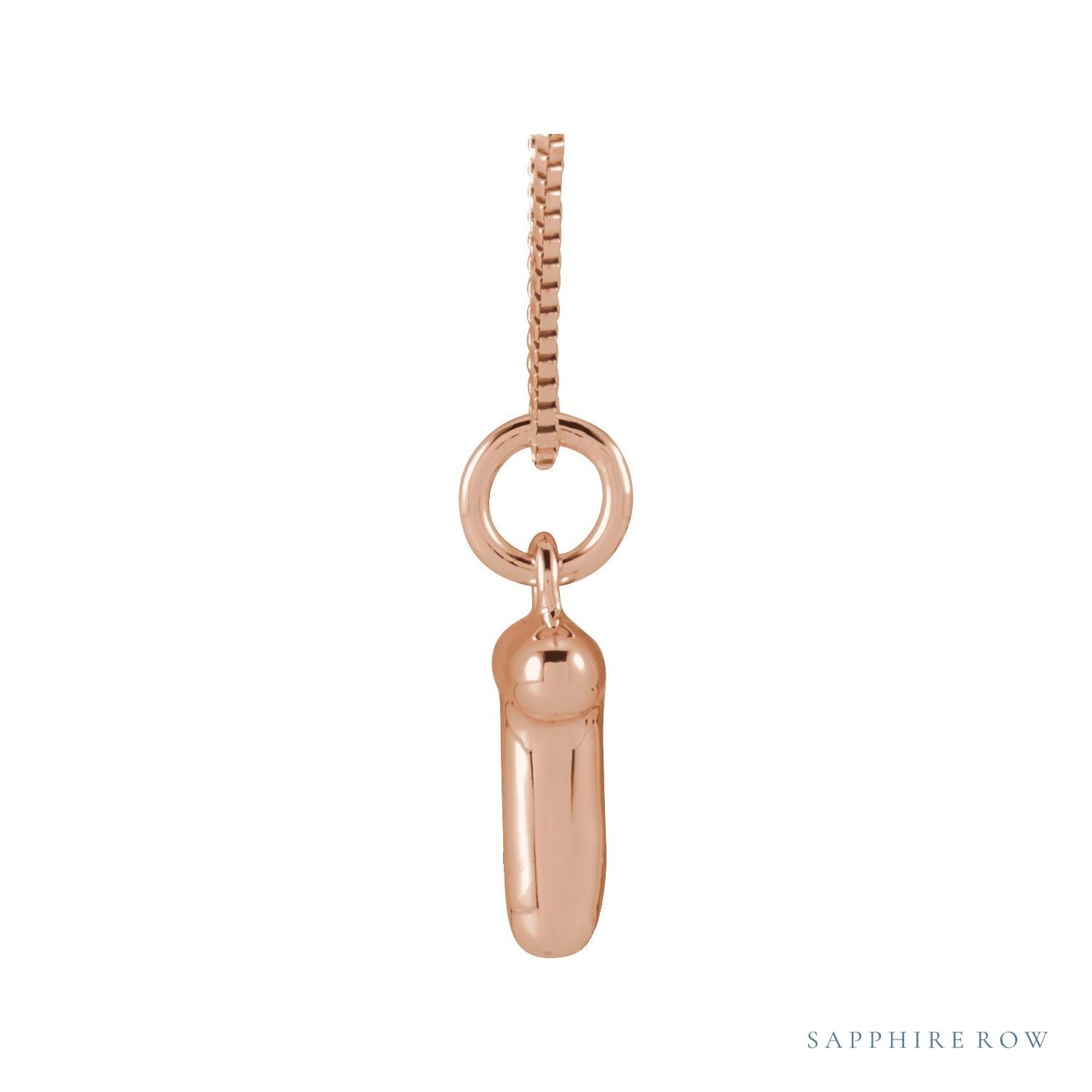 Sapphire Row Bubble Letter Necklace - T, 14K Rose Gold (view 3)