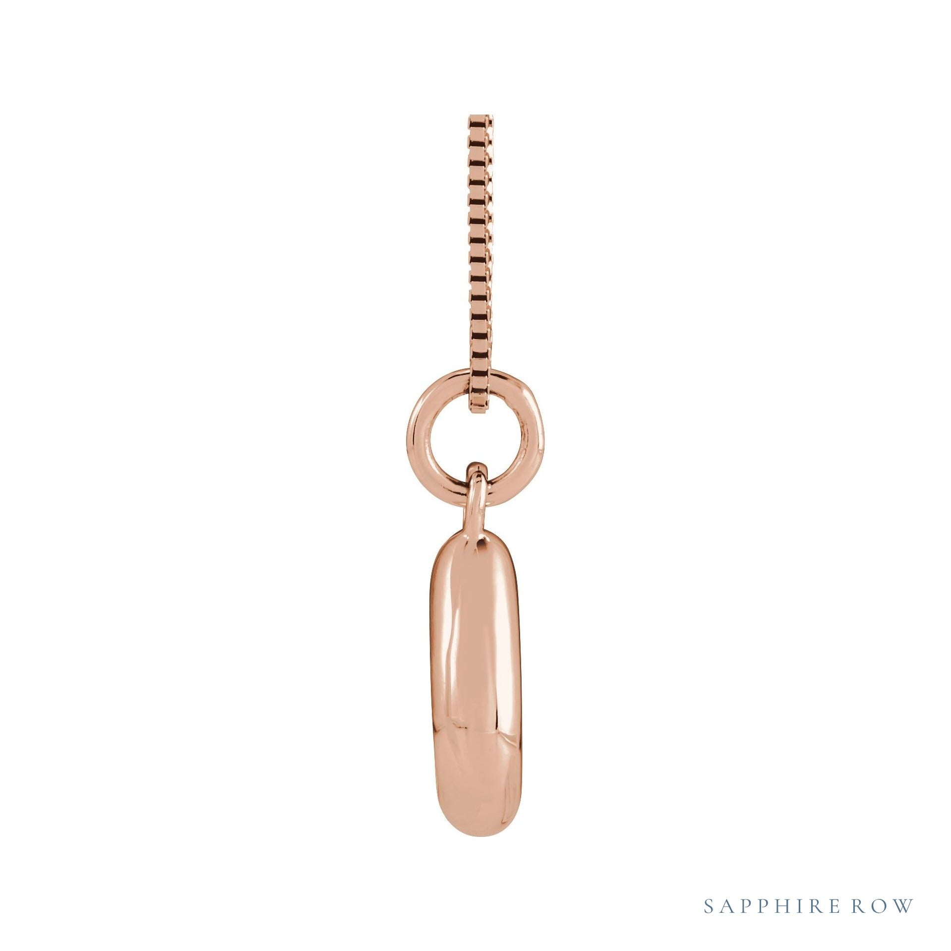 Sapphire Row Bubble Letter Necklace - U, 14K Rose Gold (view 3)