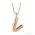 Sapphire Row Bubble Letter Necklace - V, 14K Rose Gold