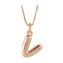 Sapphire Row Bubble Letter Necklace - V, 14K Rose Gold