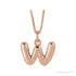 Sapphire Row Bubble Letter Necklace - W, 14K Rose Gold