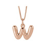 Sapphire Row Bubble Letter Necklace - W, 14K Rose Gold