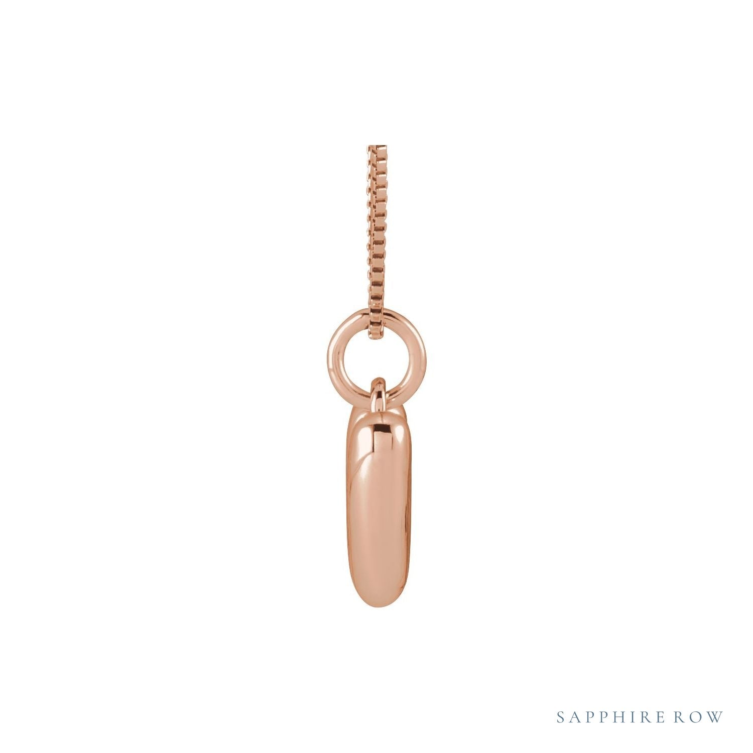 Sapphire Row Bubble Letter Necklace - W, 14K Rose Gold (view 3)