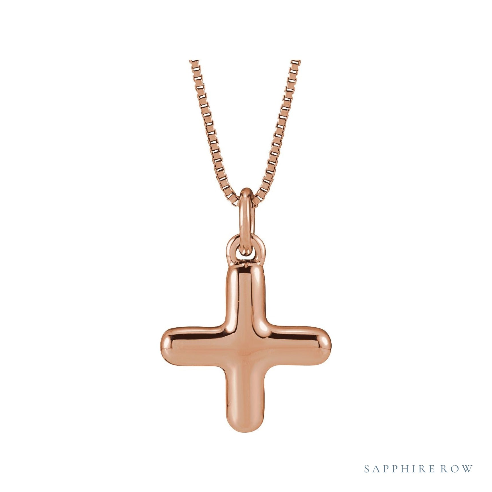 Sapphire Row Bubble Letter Necklace - X, 14K Rose Gold