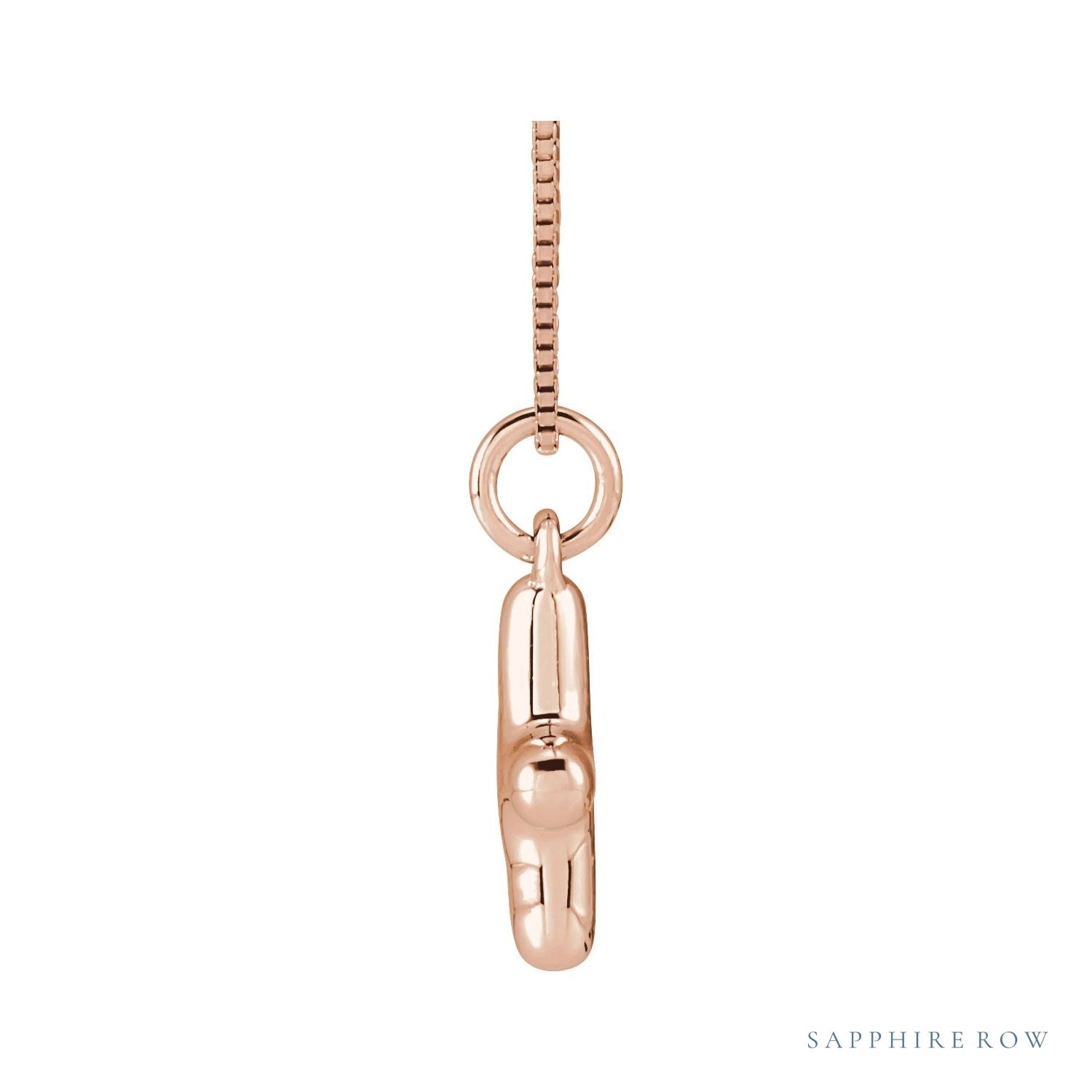 Sapphire Row Bubble Letter Necklace - X, 14K Rose Gold (view 3)