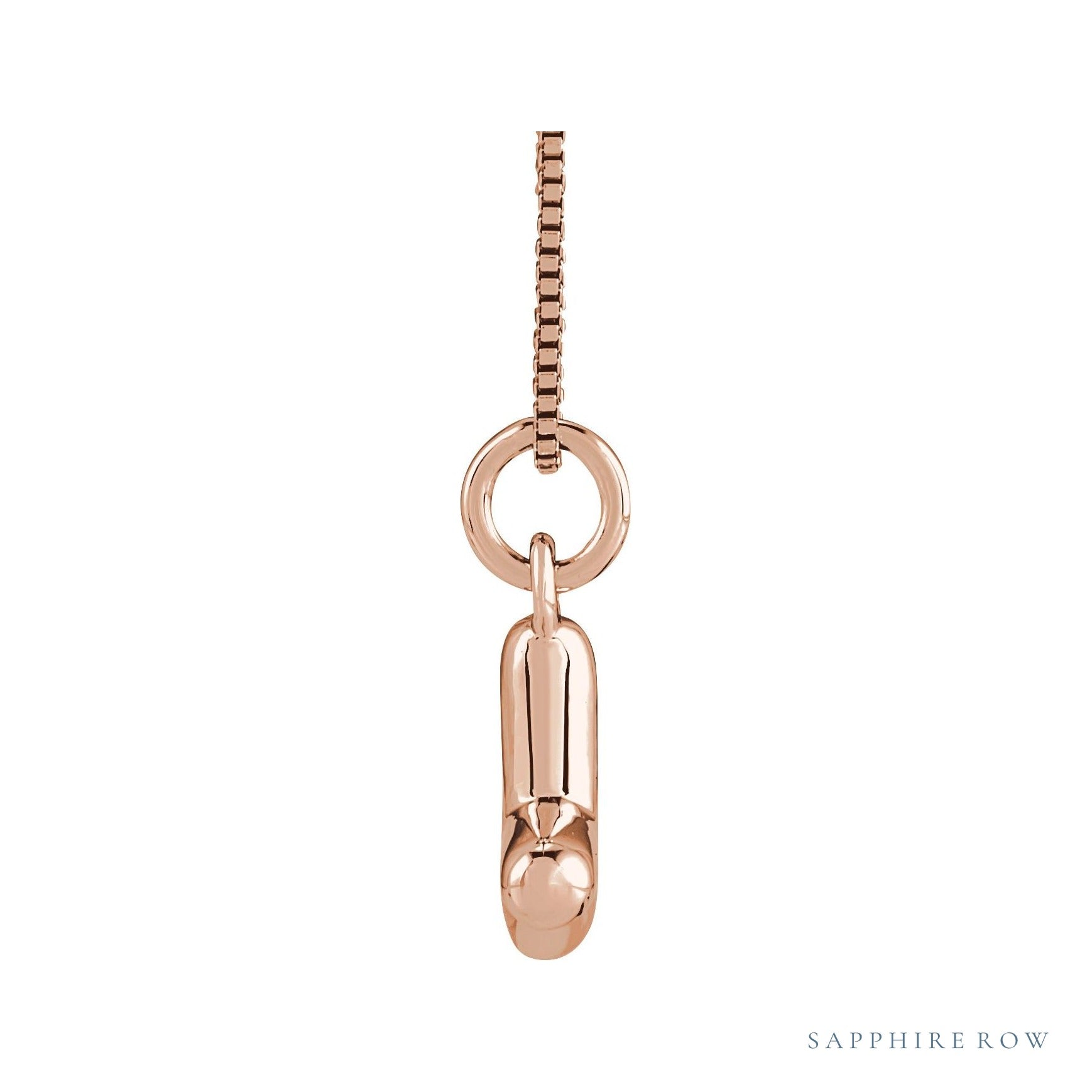 Sapphire Row Bubble Letter Necklace - Y, 14K Rose Gold (view 3)