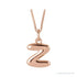 Sapphire Row Bubble Letter Necklace - Z, 14K Rose Gold