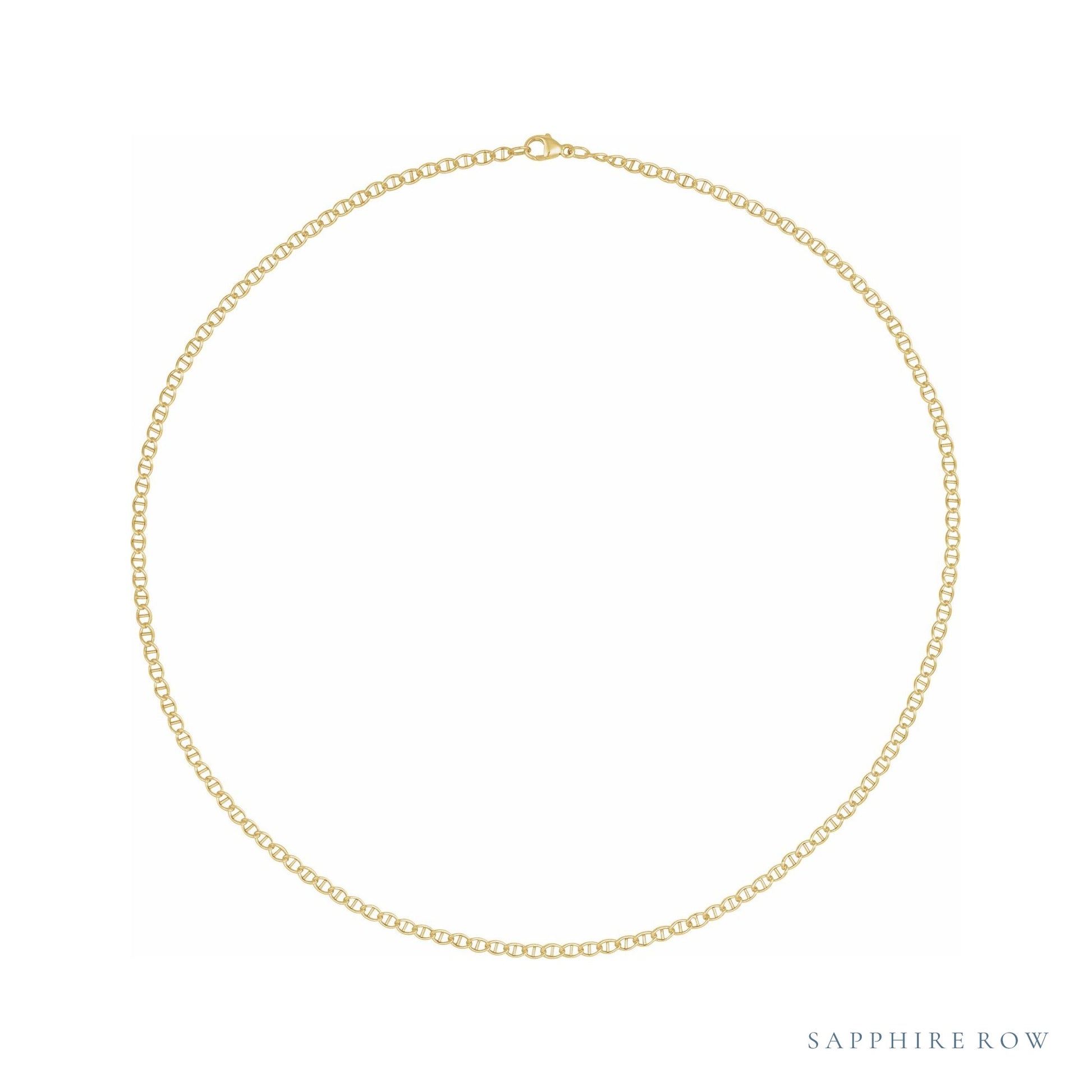 Sapphire Row Gold Mariner Chain Necklace - 