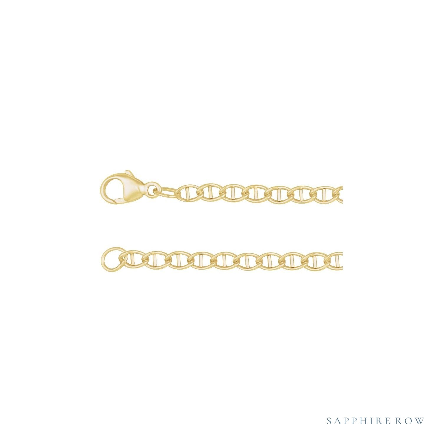 Sapphire Row Gold Mariner Chain Necklace -  (view 2)