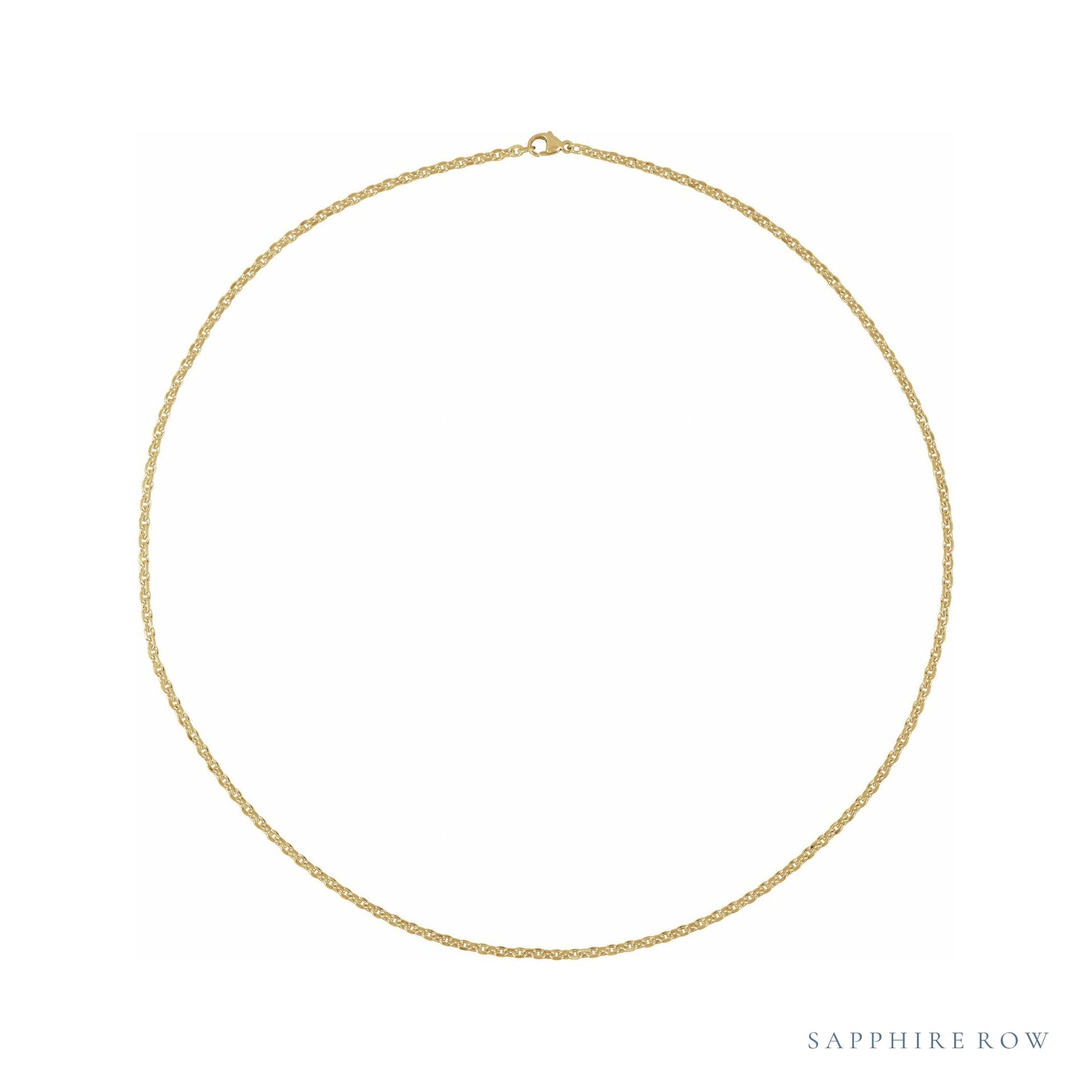 Sapphire Row Gold Diamond-Cut Cable Chain Necklace - 20"