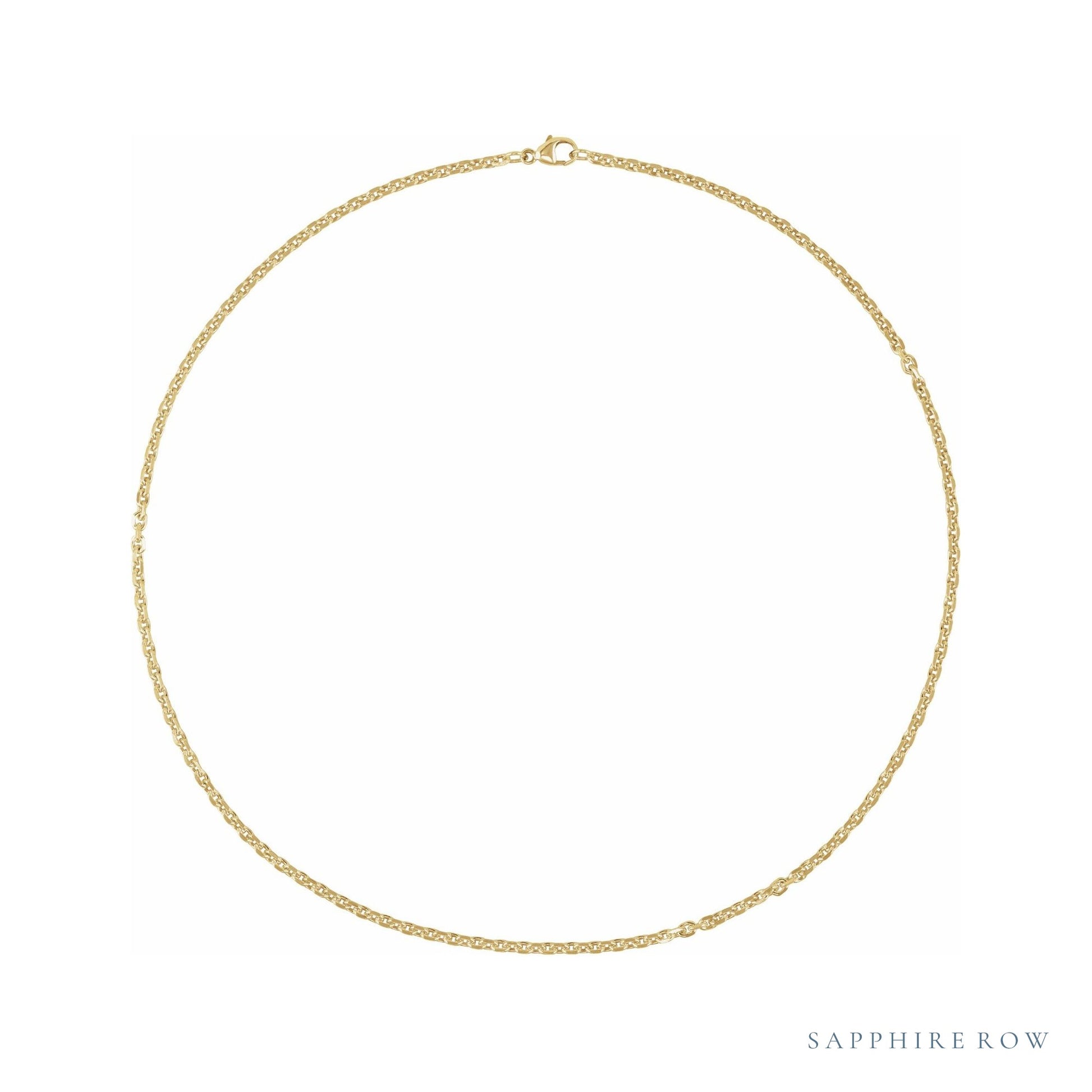 Sapphire Row Gold Diamond-Cut Cable Chain Necklace - 
