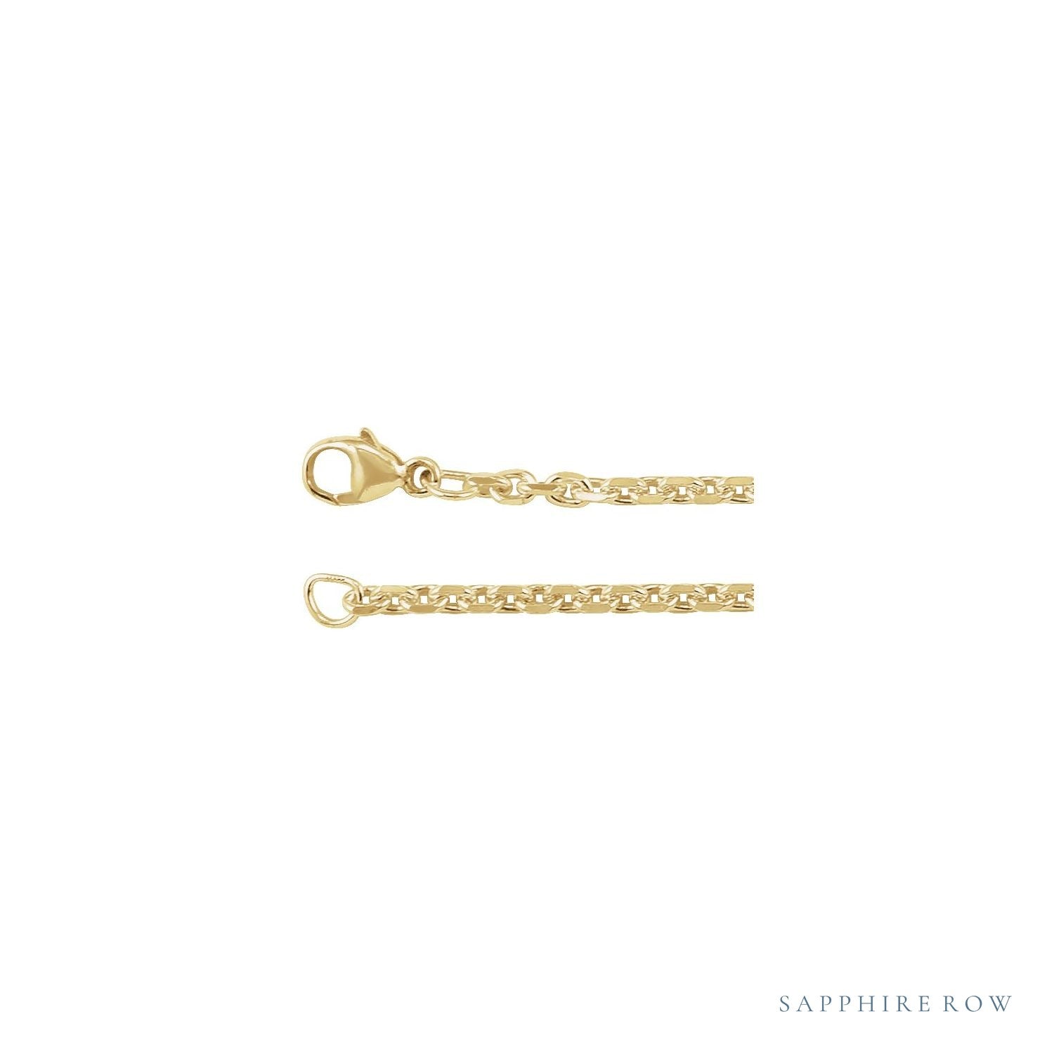 Sapphire Row Gold Diamond-Cut Cable Chain Necklace -  (view 2)