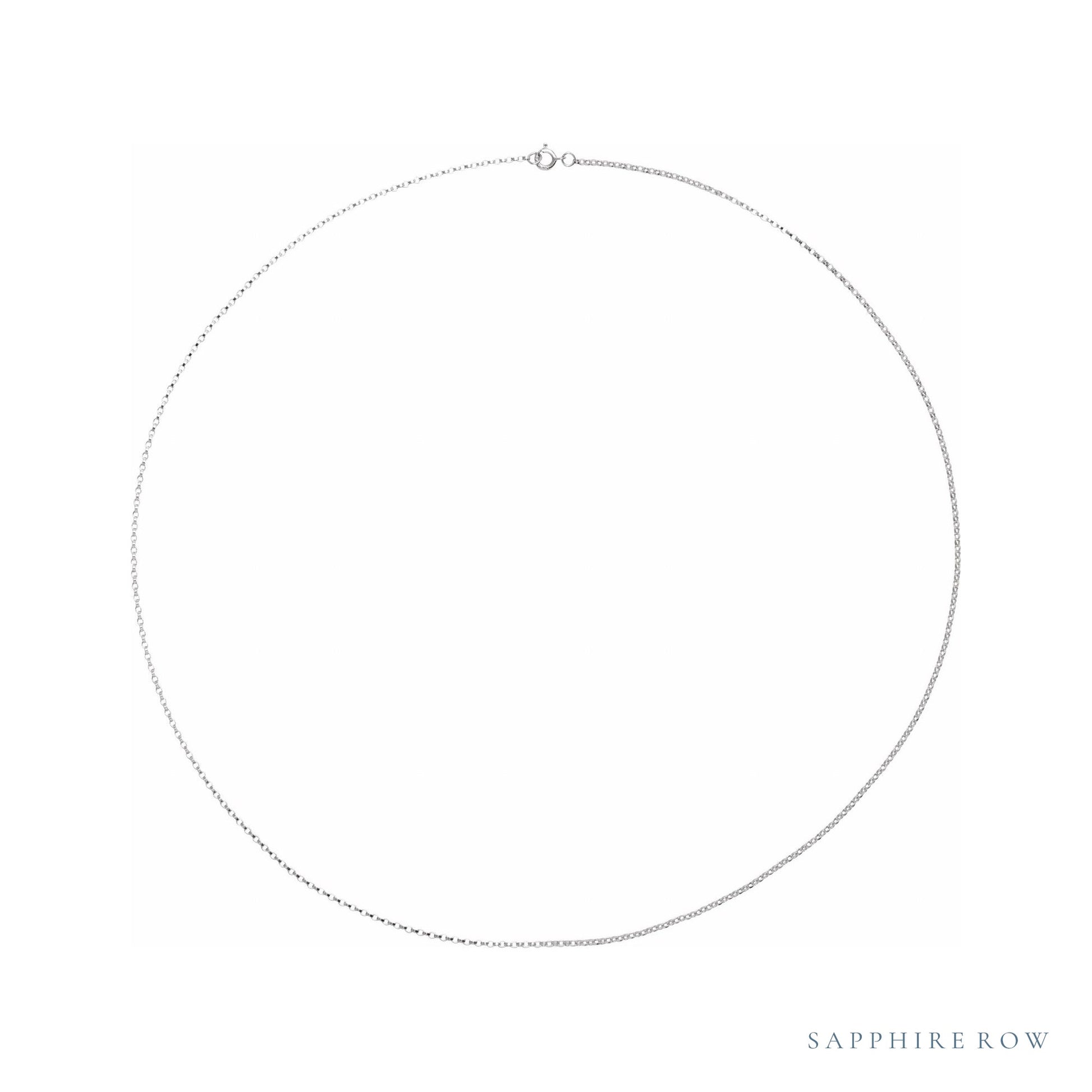 Sapphire Row Mini Rolo Chain Necklace - 14K White Gold