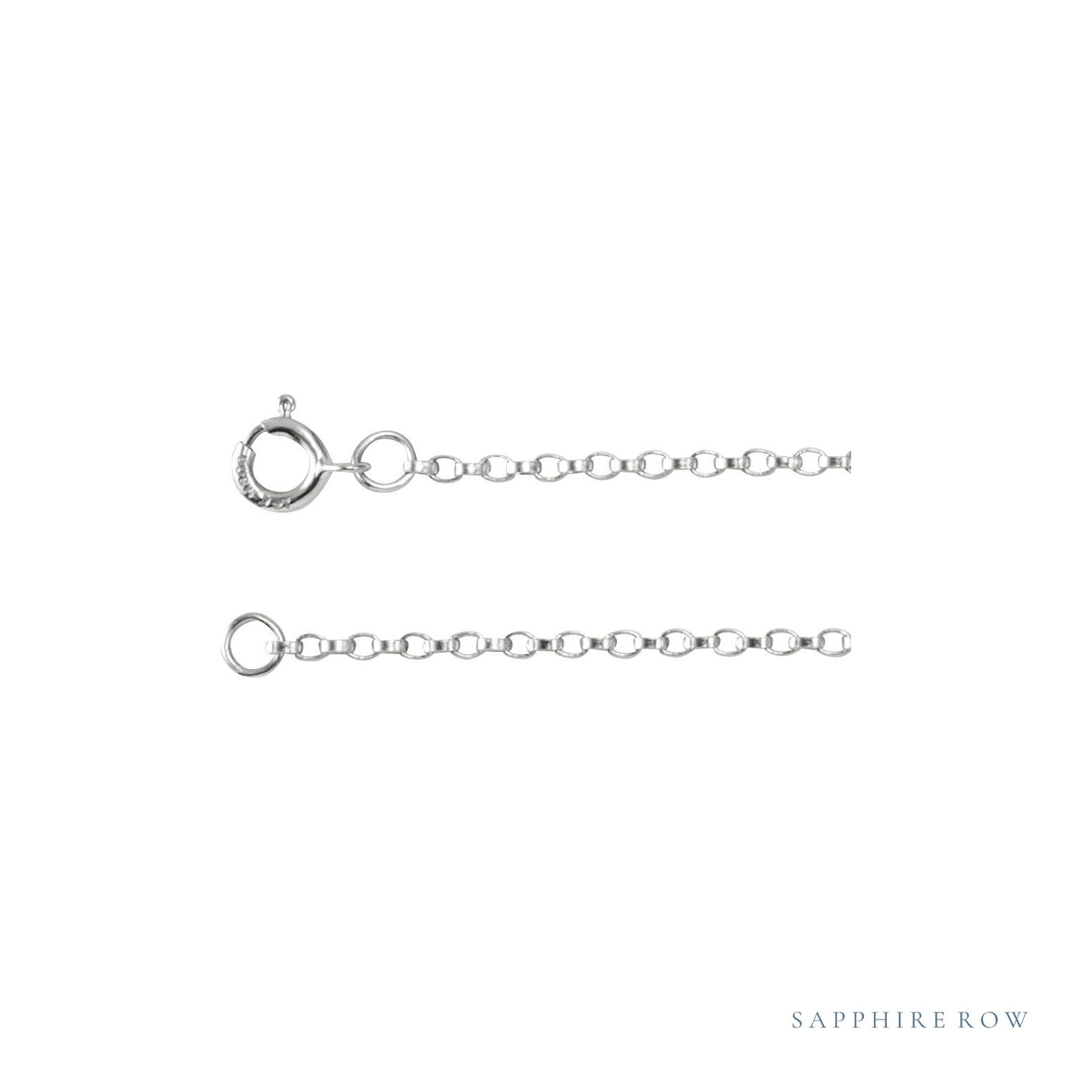 Sapphire Row Mini Rolo Chain Necklace - 14K White Gold (view 2)