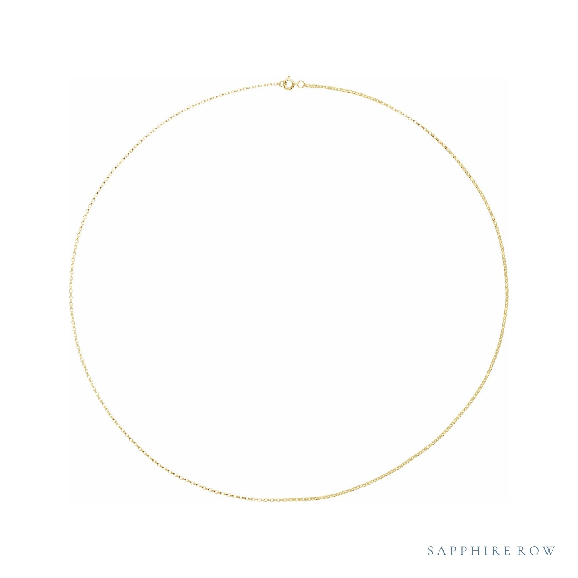 Sapphire Row Mini Rolo Chain Necklace - 14K Yellow Gold