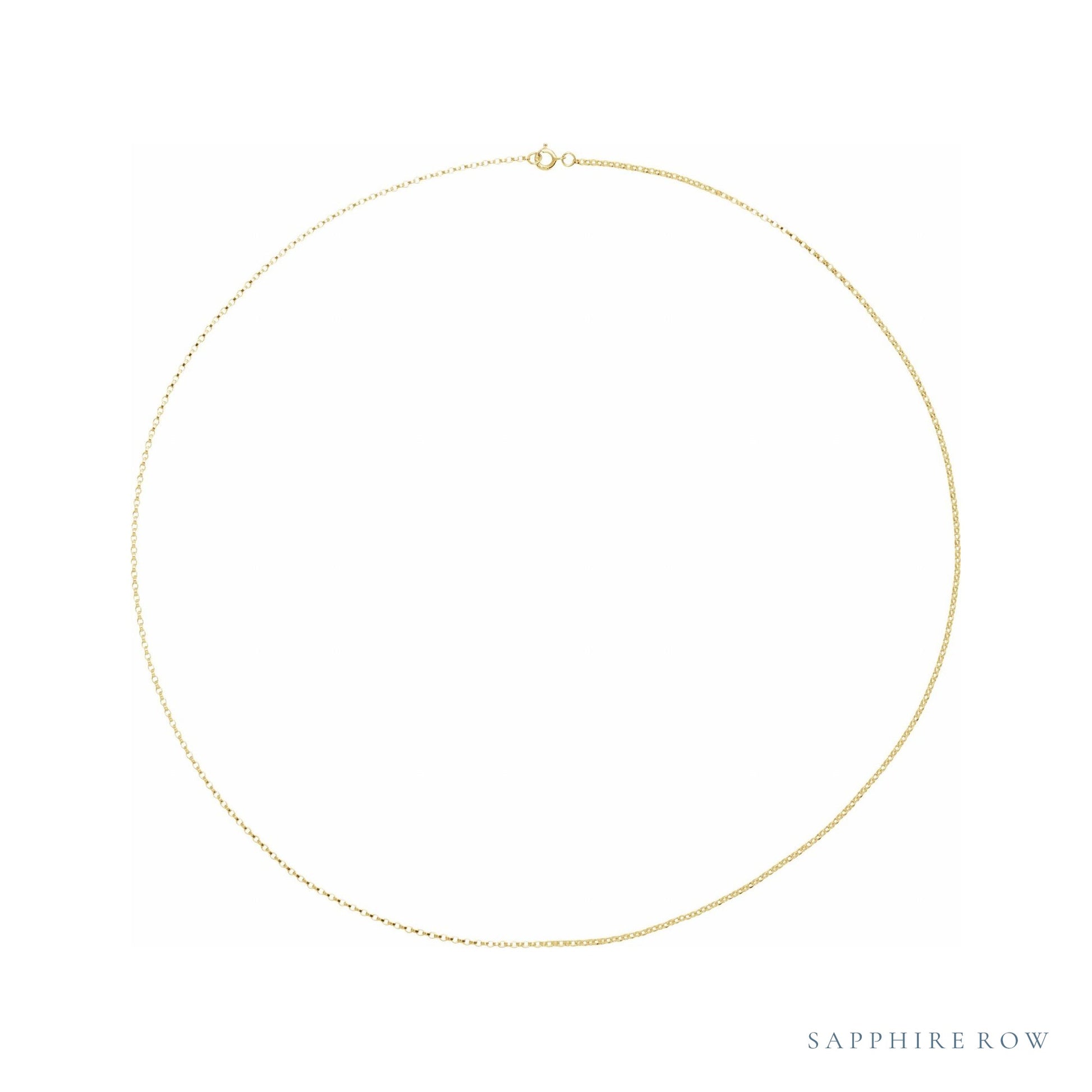 Sapphire Row Mini Rolo Chain Necklace - 14K Yellow Gold