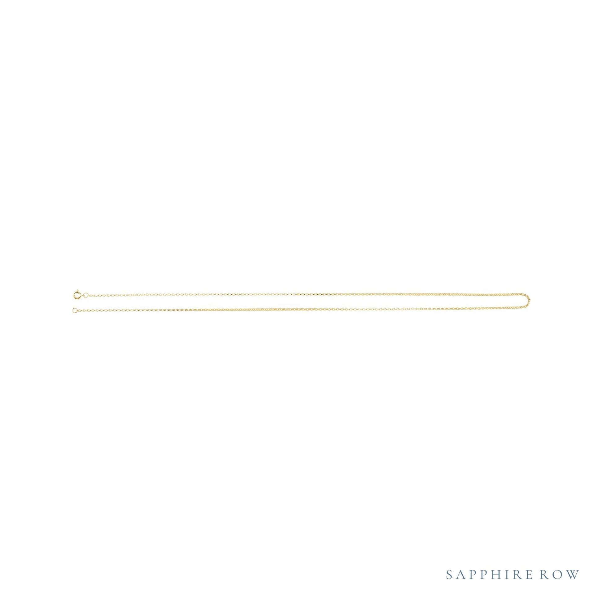 Sapphire Row Mini Rolo Chain Necklace - 14K Yellow Gold (view 3)