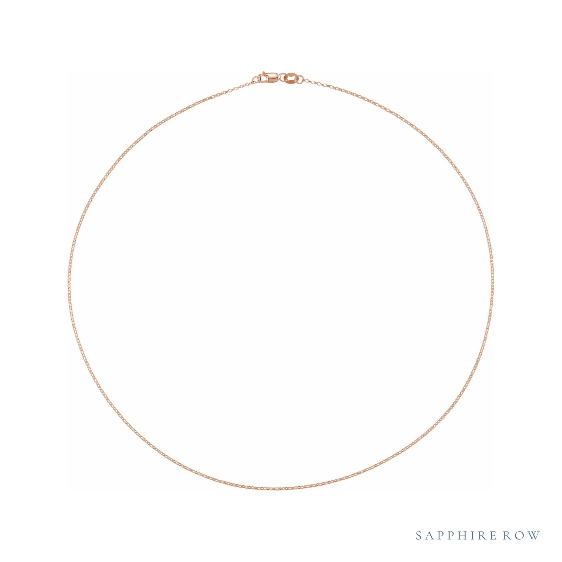 Sapphire Row Mini Rolo Chain Necklace - 14K Rose Gold, 18"
