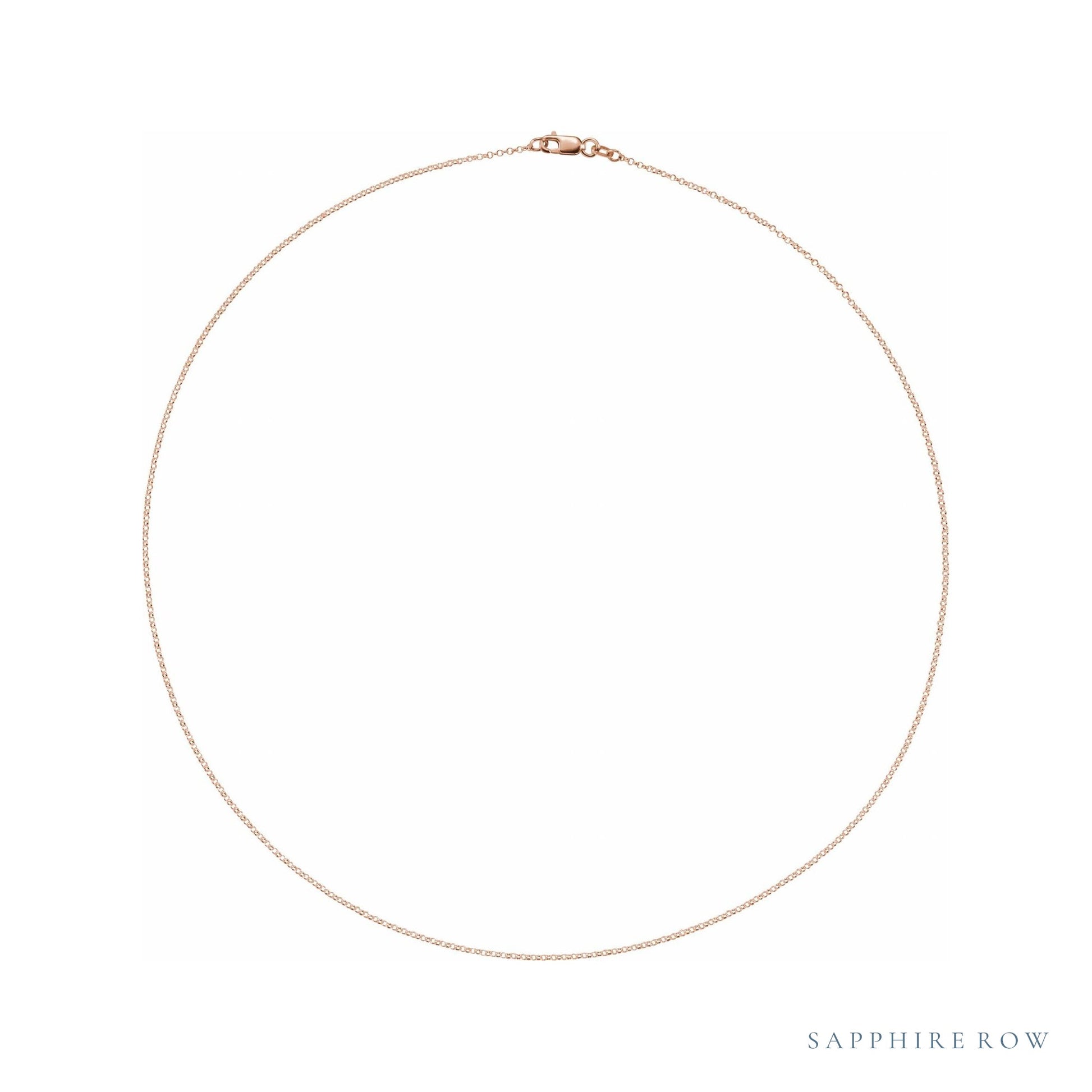 Sapphire Row Mini Rolo Chain Necklace - 14K Rose Gold