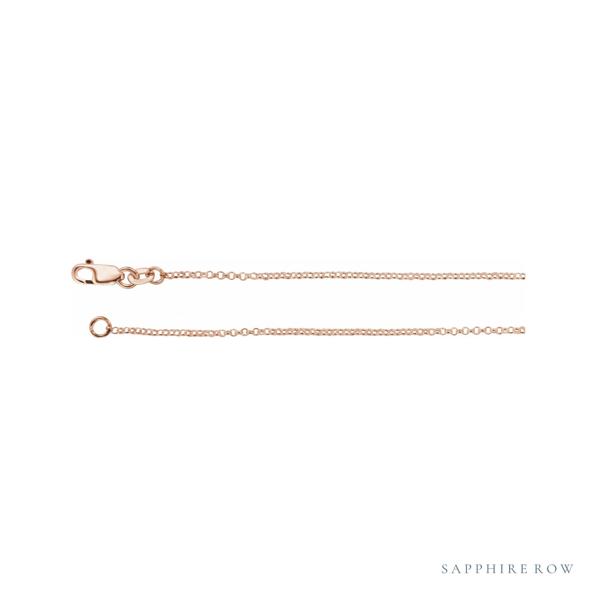 Sapphire Row Mini Rolo Chain Necklace - 14K Rose Gold (view 2)