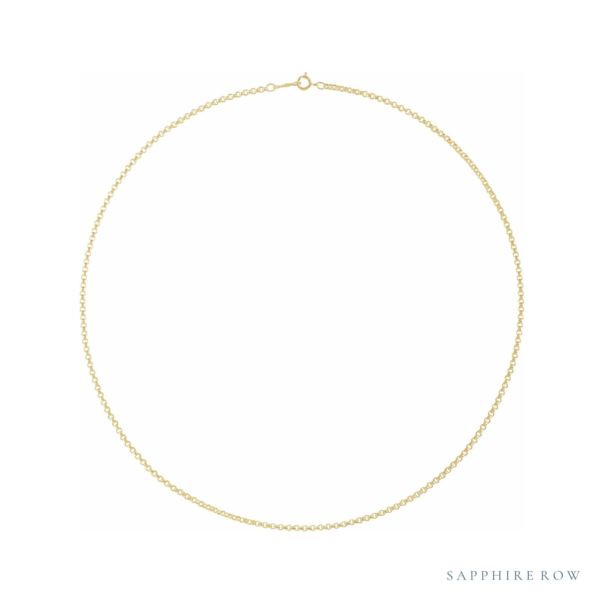 Sapphire Row Rolo Chain Necklace - 14K Yellow Gold