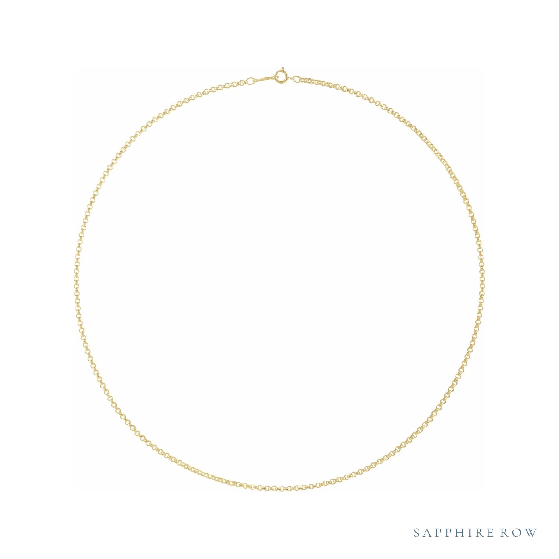 Sapphire Row Rolo Chain Necklace - 14K Yellow Gold