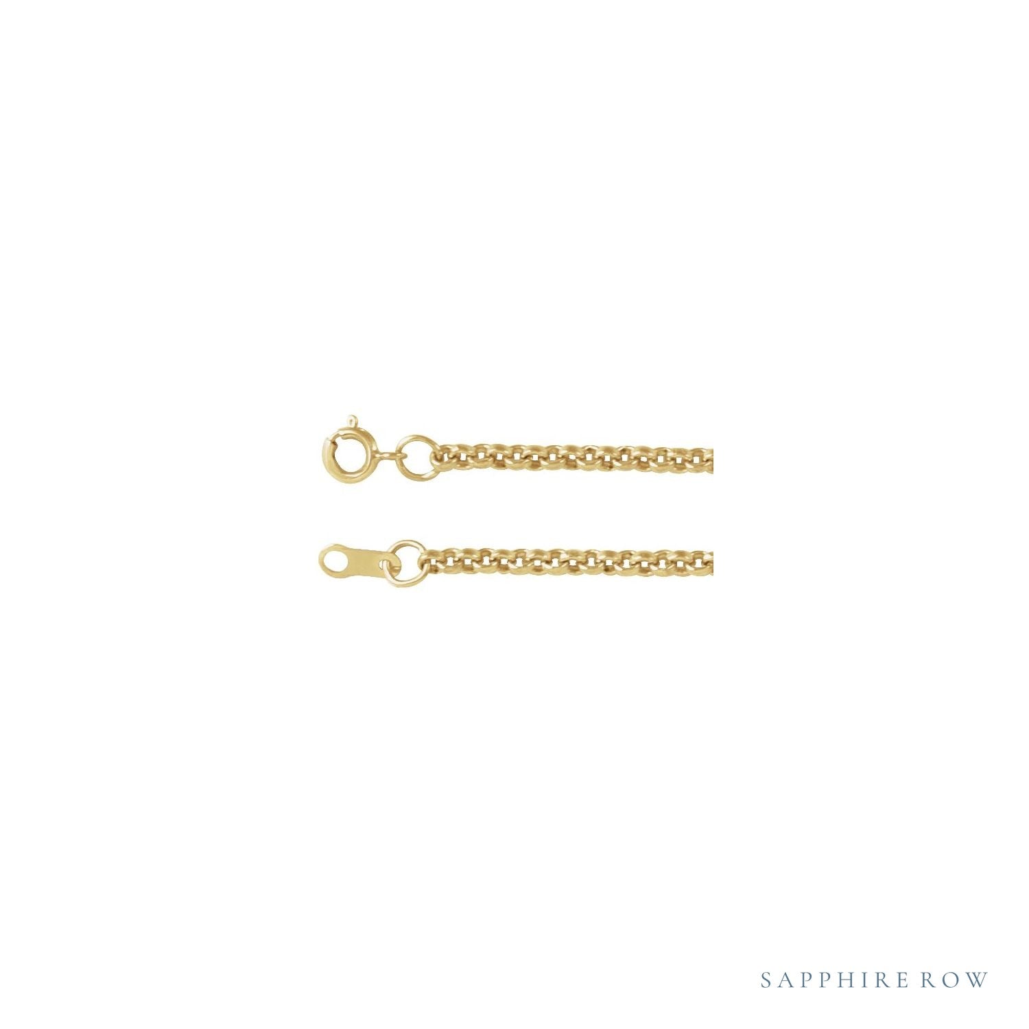 Sapphire Row Rolo Chain Necklace - 14K Yellow Gold (view 2)