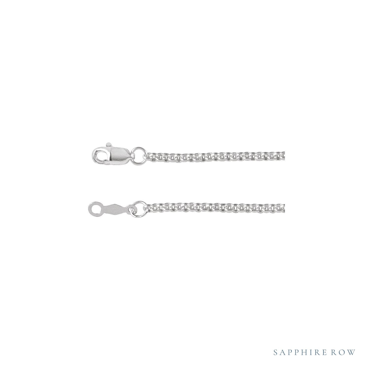 Sapphire Row Rolo Chain Necklace - 14K White Gold (view 2)