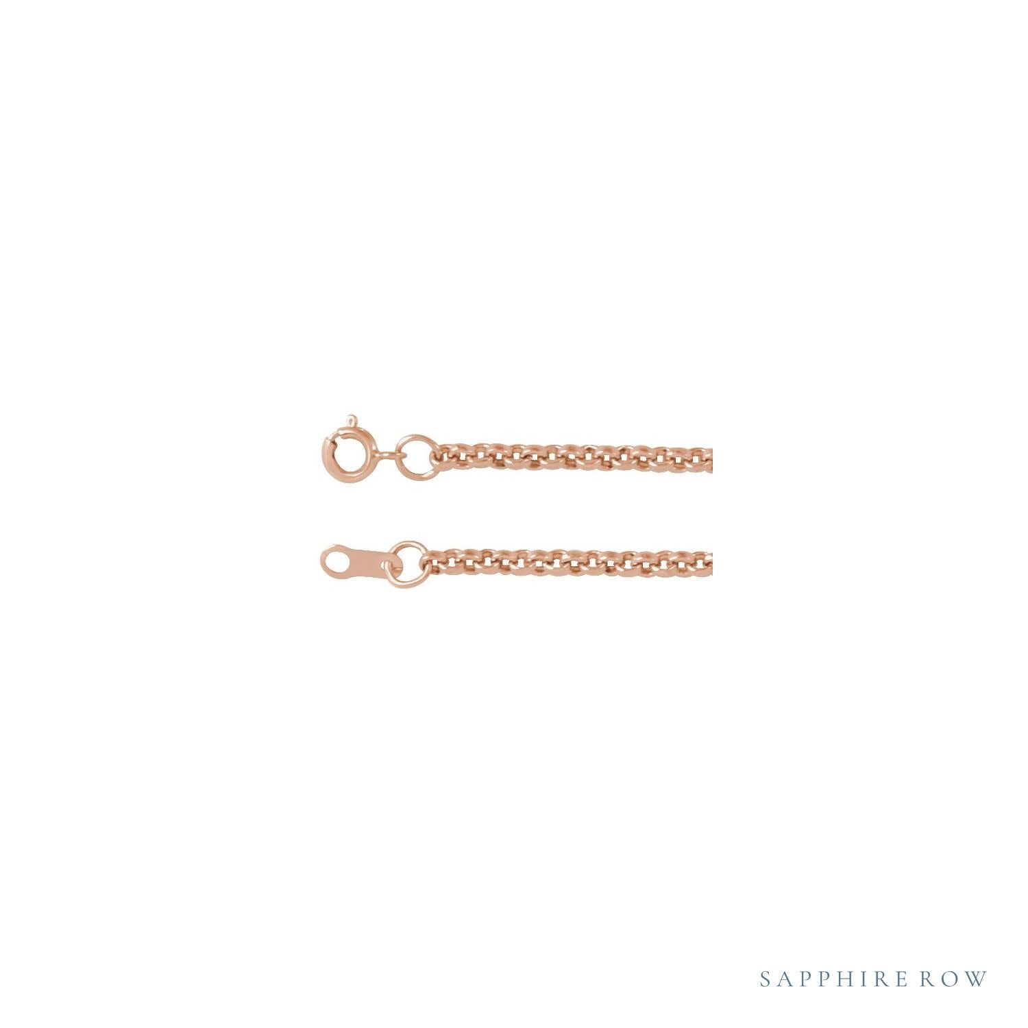 Sapphire Row Rolo Chain Necklace - 14K Rose Gold (view 2)