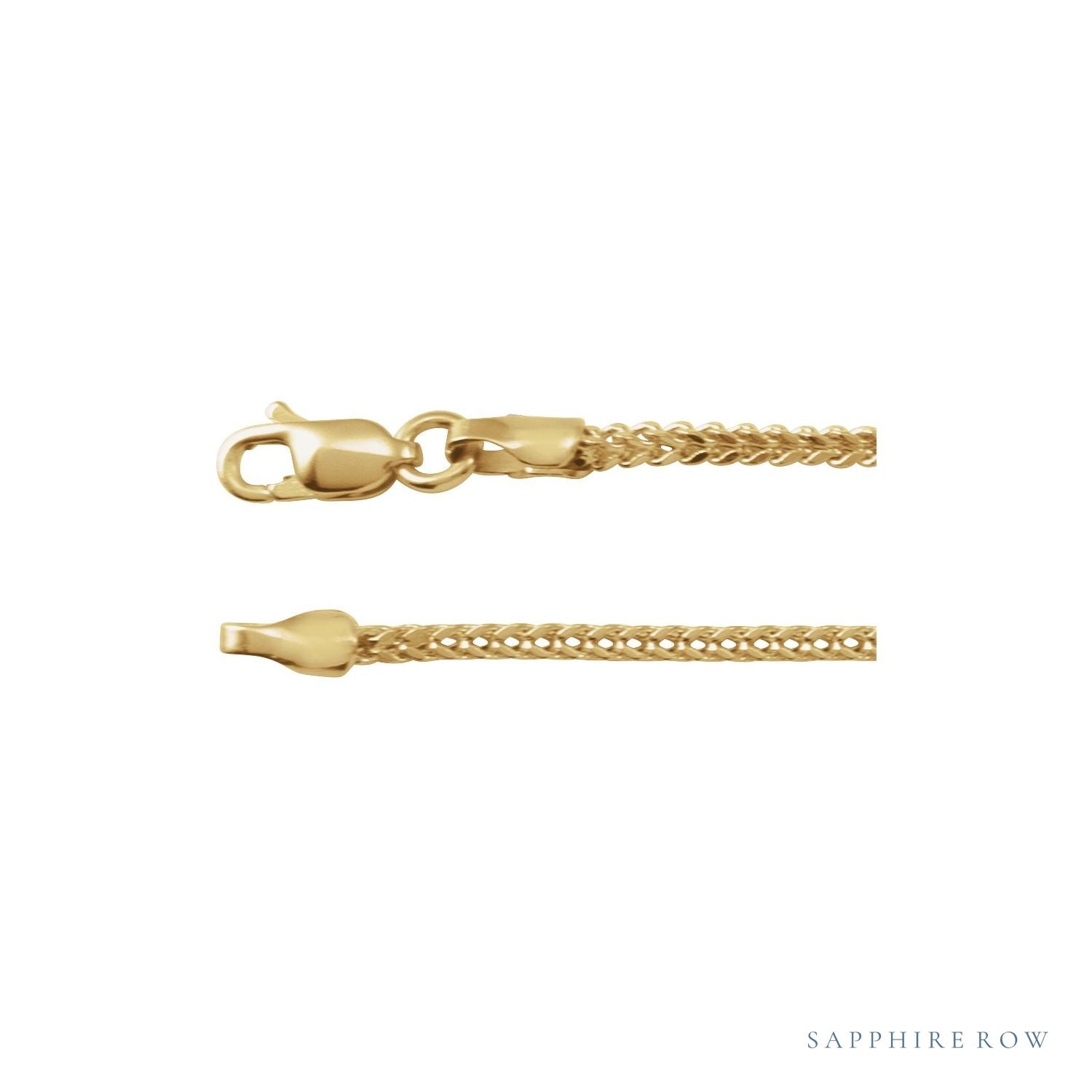 Sapphire Row Gold Franco Chain Necklace -  (view 2)
