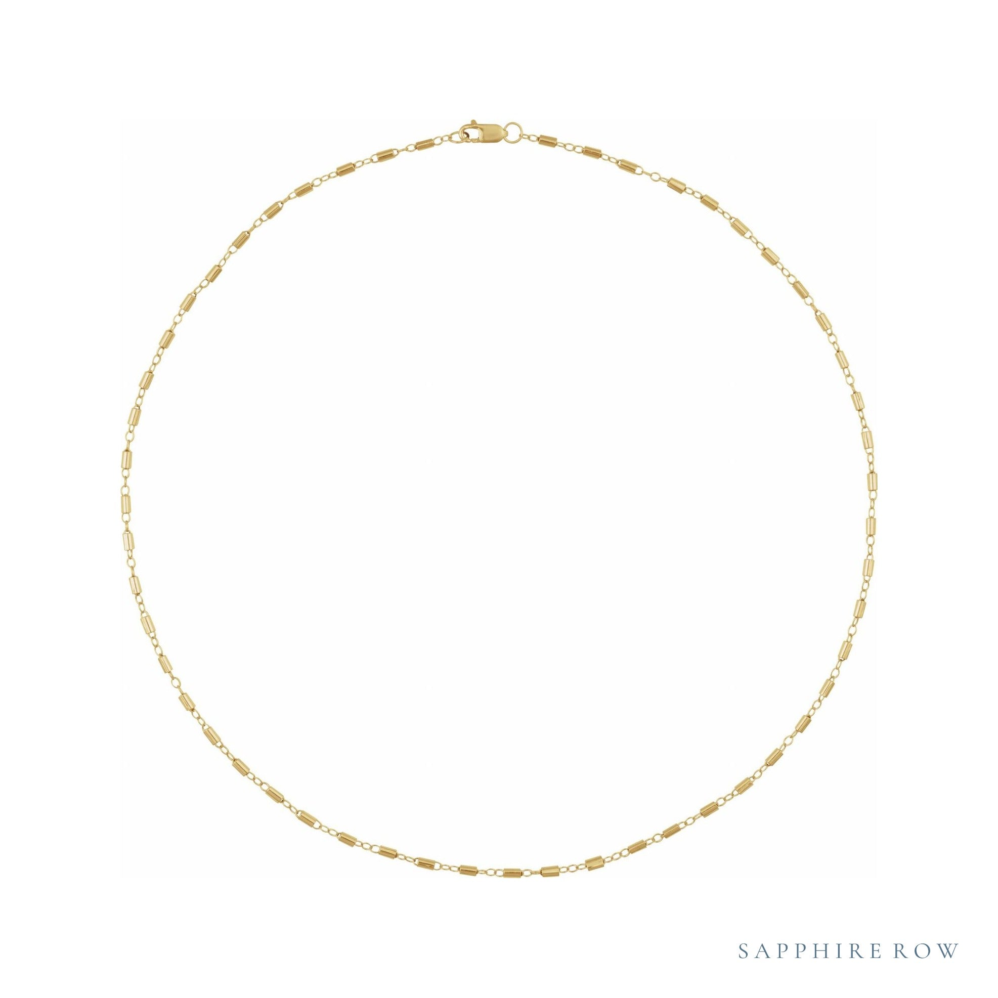 Sapphire Row Gold Satellite Bar Chain Necklace - 