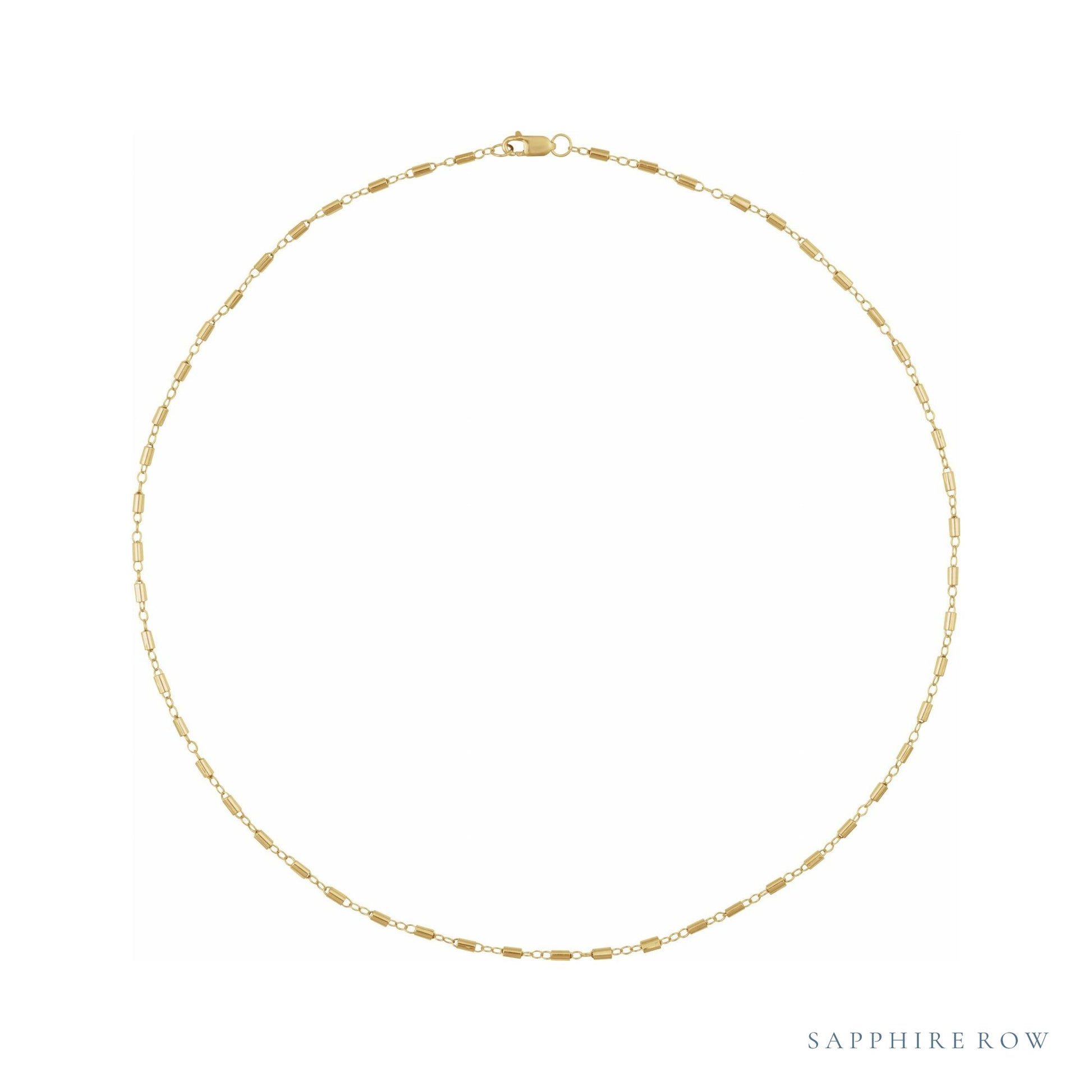 Sapphire Row Gold Satellite Bar Chain Necklace - 
